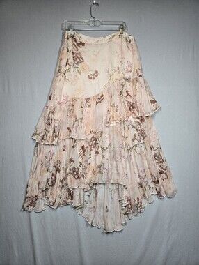 Sundance Versailles Bloom Skirt Floral Print Women's Size Large Pull-On